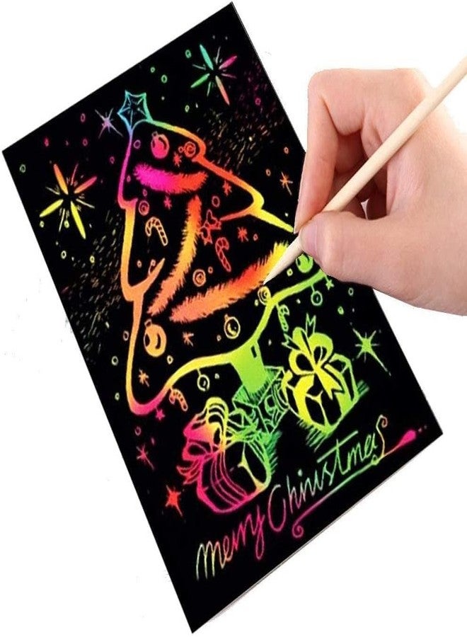 KRAFTMASTERS كتاب رسم كرافت ماستر® A4، 10 صفحات، ورق خدش بألوان قوس قزح، دفتر أنشطة فنية بالخدش، 10.5 × 7.5 بوصة، دفتر ملاحظات سحري للخدش للأطفال، مثالي للأعمال الفنية والحرف اليدوية، نشاط سفر مثالي، 10 قطع - Image 2